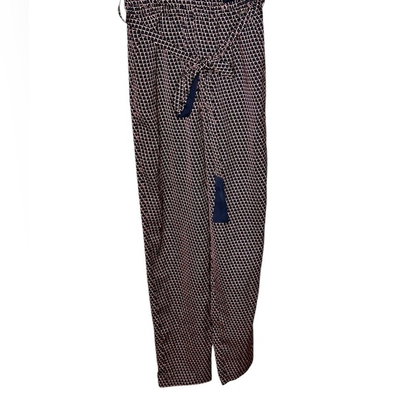 AX Armani Exchange Womens Jam Red Surplice V Neck Checked Jumpsuit Size 0 - Picture 3 of 6